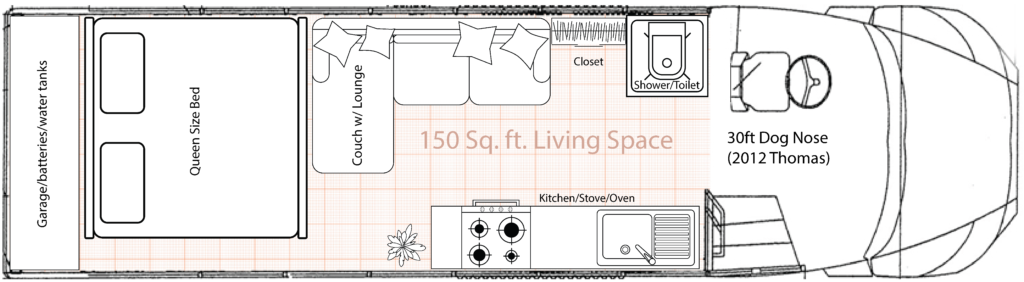 Skoolie Floor Plan for 30ft bus