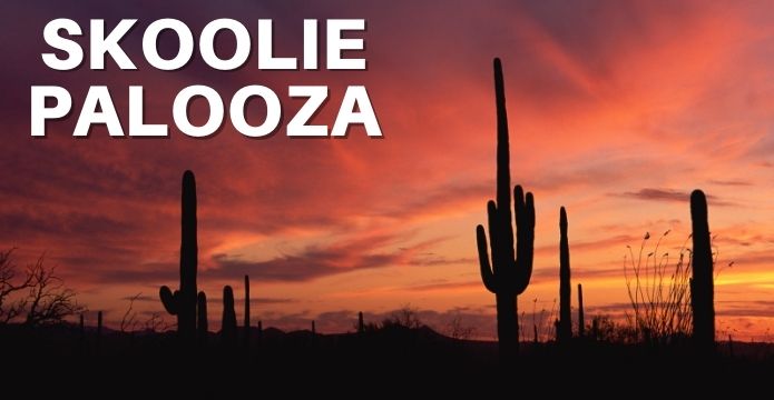 Skooliepalooza® is an annual camping and skoolie community building event for skoolie and bus conversion owners in the Arizona desert held every January or February.