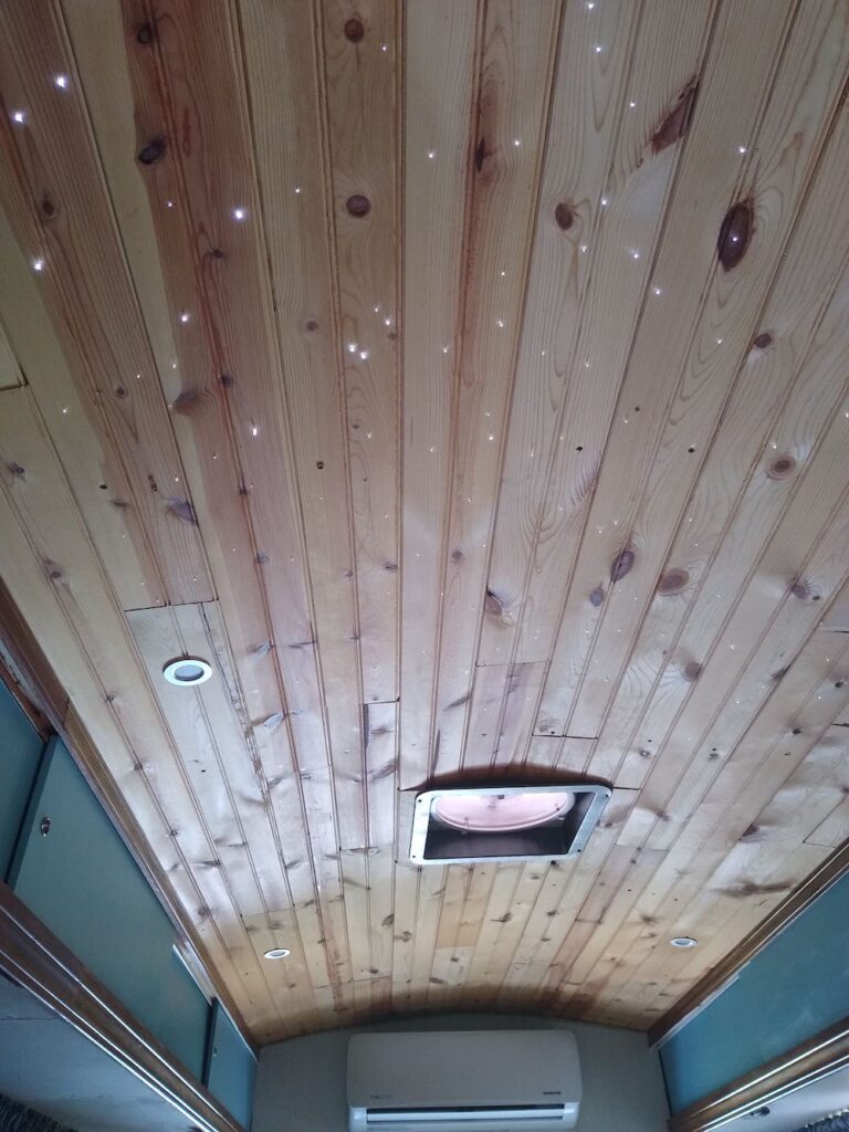 Tongue and Groove Skoolie Ceiling